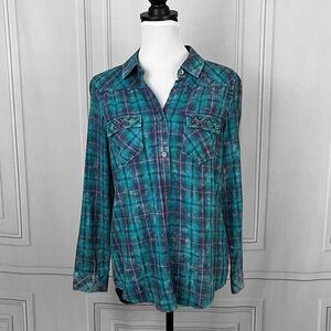 Studded flannel top
